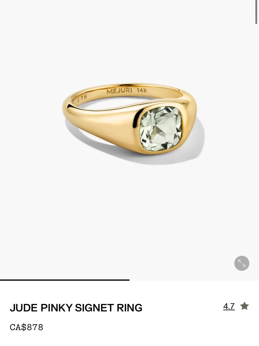 Mejuri Jude Pinky Signet Ring Size 4